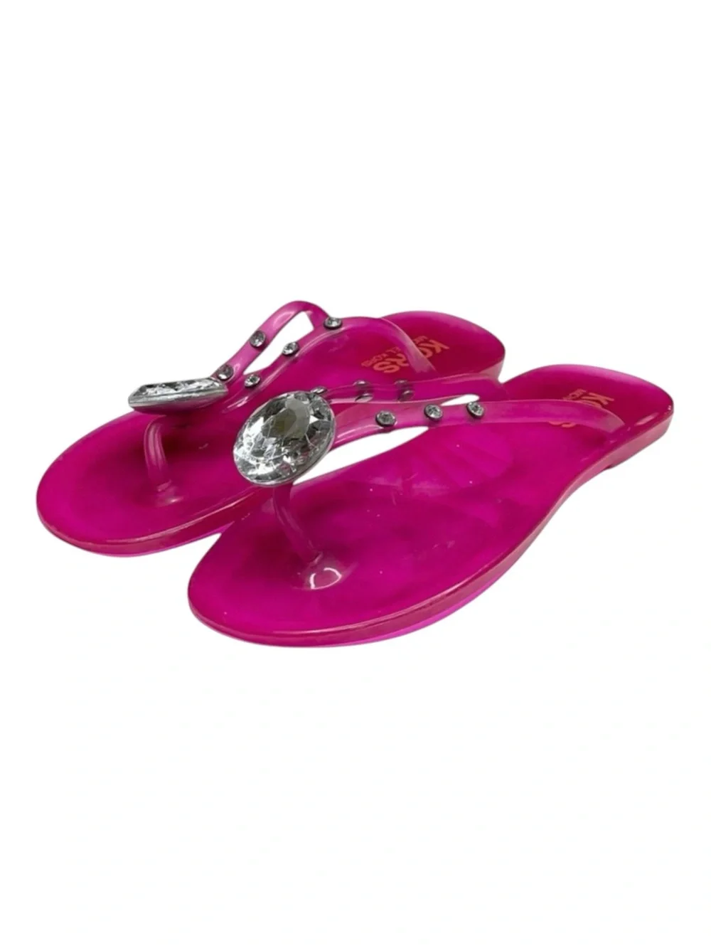 Michael Kors 𖦹 Crystal Jelly Thong Flat Sandal 𖦹 Clear Hot Pink 𖦹 2M Big Girl